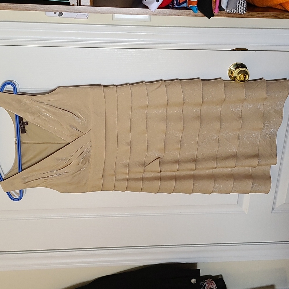 Gold/Beige sleeveless tiered dress